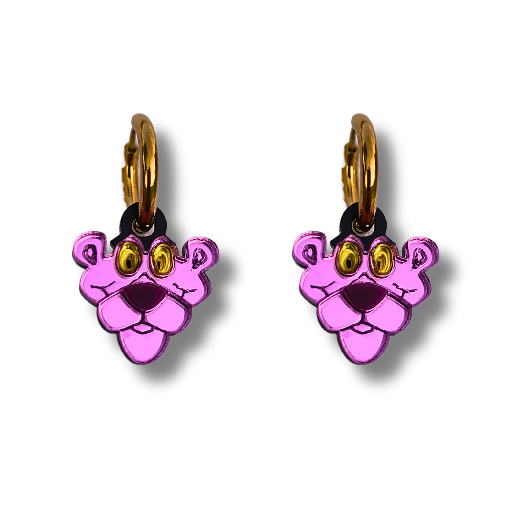 pendientes-pantera-rosa-aros-acero